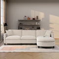 107.87'Sectional Sofa Couch With 1 Ottoman,Seat Cushion And Back Cushion Removable Beige Polyester