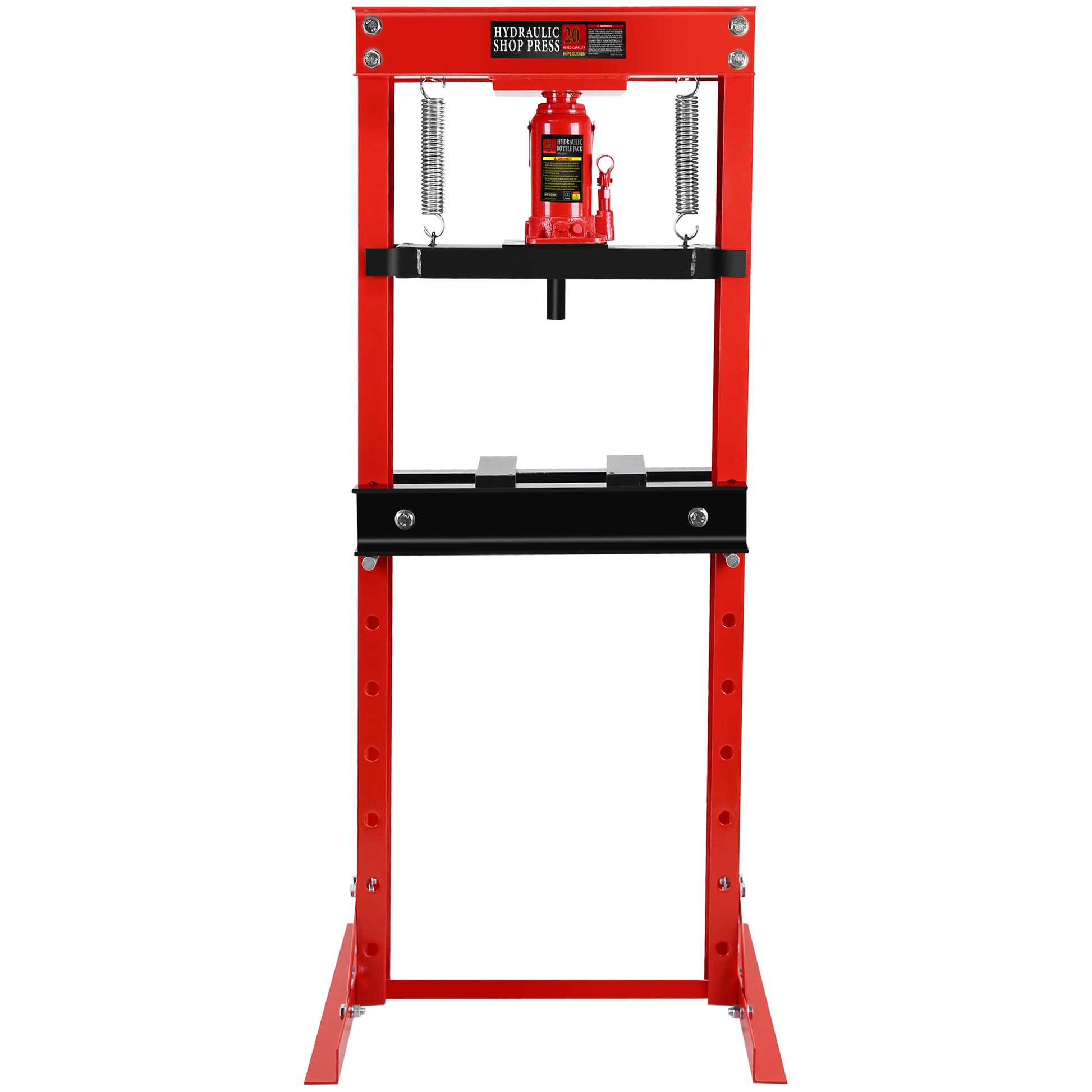 20 Ton Hydraulic Shop Floor Press, Steel H Frame Shop Press,Adjustable Working Table, Floor Stand Jack For Gears And Bearings,Red Red Steel