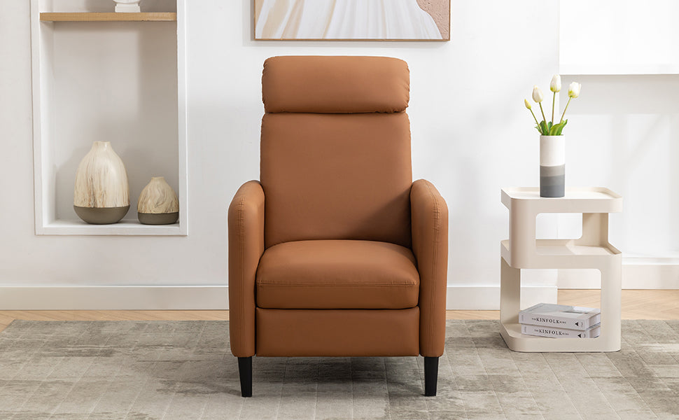 Modern Artistic Color Design Adjustable Recliner Chair Pu Leather For Living Room Bedroom Home Theater, Burnt Orange Burnt Orange Pu Leather