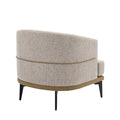 Modern Two Tone Barrel Fabric Chair, Upholstered Round Armchair For Living Room Bedroom Reading Room, Mustard Green Mustard Linen