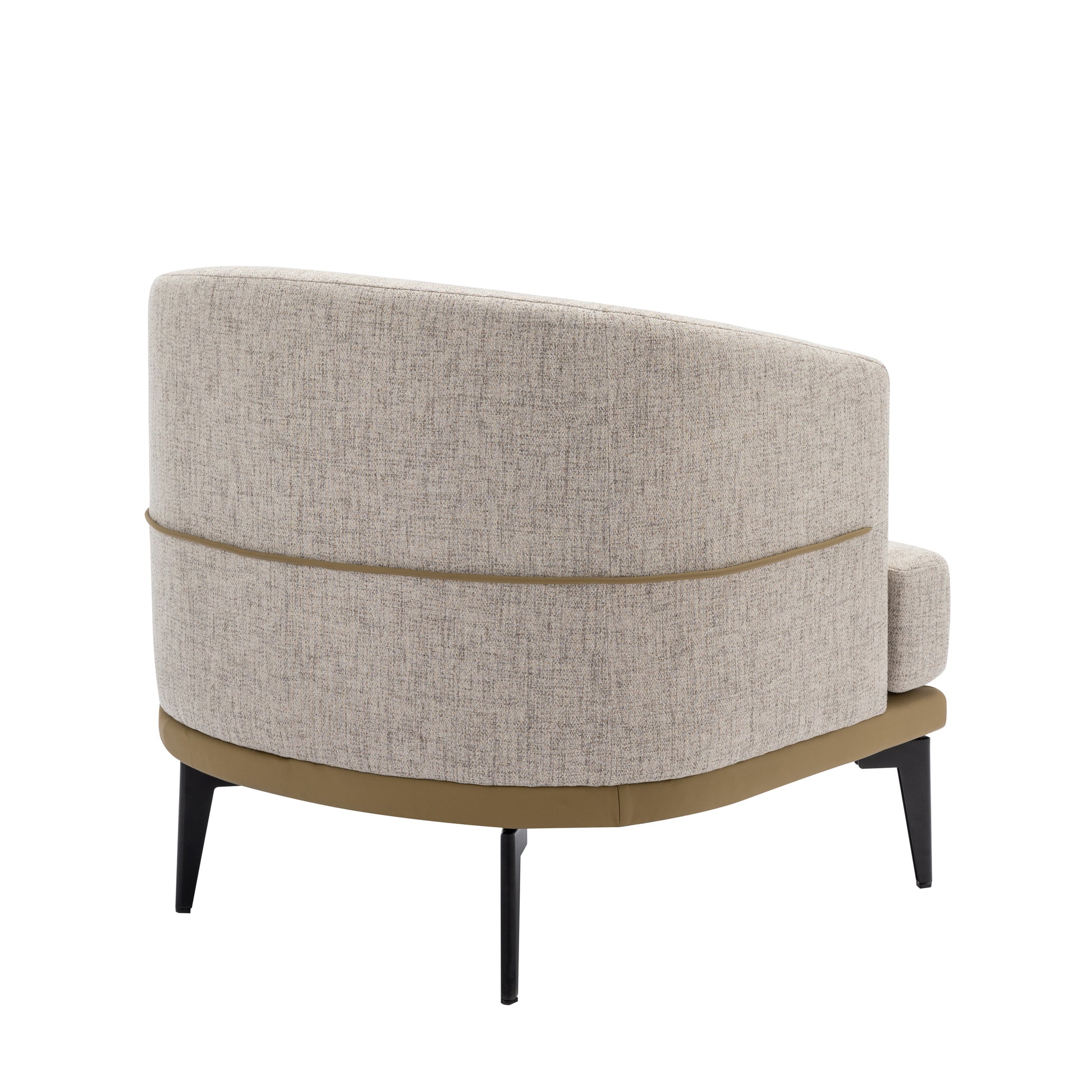 Modern Two Tone Barrel Fabric Chair, Upholstered Round Armchair For Living Room Bedroom Reading Room, Mustard Green Mustard Linen
