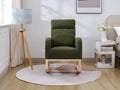 Modern Accent Rocking Chair Rocking Chair With Solid Wood Legs, Upholstered Nursery Glider Rocker, Comfy Armchair With Side Pocket, Living Room Lounge Arm Chair With High Backrest Dark Green,Teddy Dark Green White Primary Living Space Casual Foam Teddy