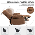 Massage Recliner Chair Sofa With Heating Vibration Brown Chenille Manual Handle Metal Primary Living Space Soft Cushion Back American Design,American Traditional,Classic,Minimalist,Modern Pillow Top Arms Foam Wood Metal