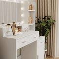 The White Vanity With A Mirror Is Equipped With A Hair Dryer Rack, While The Vanity In The Bedroom And Dressing Room Comes With A Dressing Pad Hinged White Drawer 3 Drawers Bedroom American