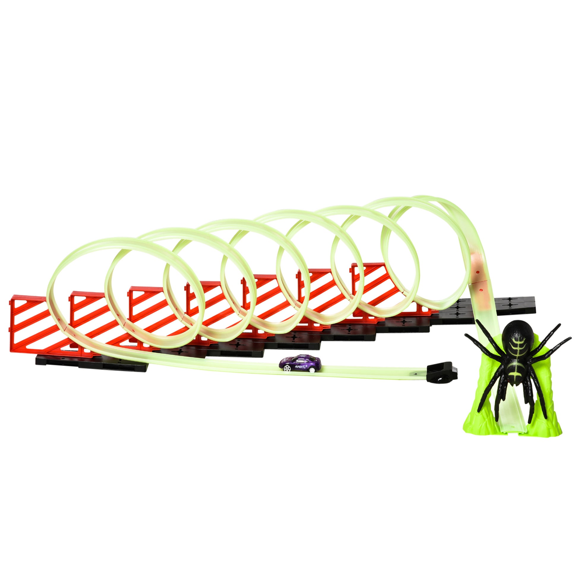 Track Builder Diy Loop Kit With Luminous Effect Spider Model Pull Back Car Green Polypropylene