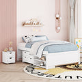 Versatile Full Bed With Trundle,Under Bed Storage Box And Nightstand .White Full White Pine