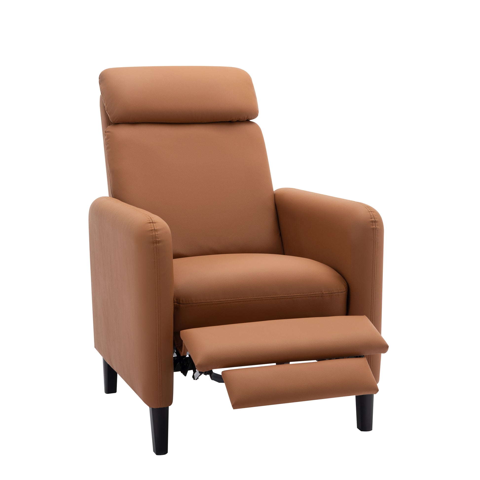 Modern Artistic Color Design Adjustable Recliner Chair Pu Leather For Living Room Bedroom Home Theater, Burnt Orange Burnt Orange Pu Leather