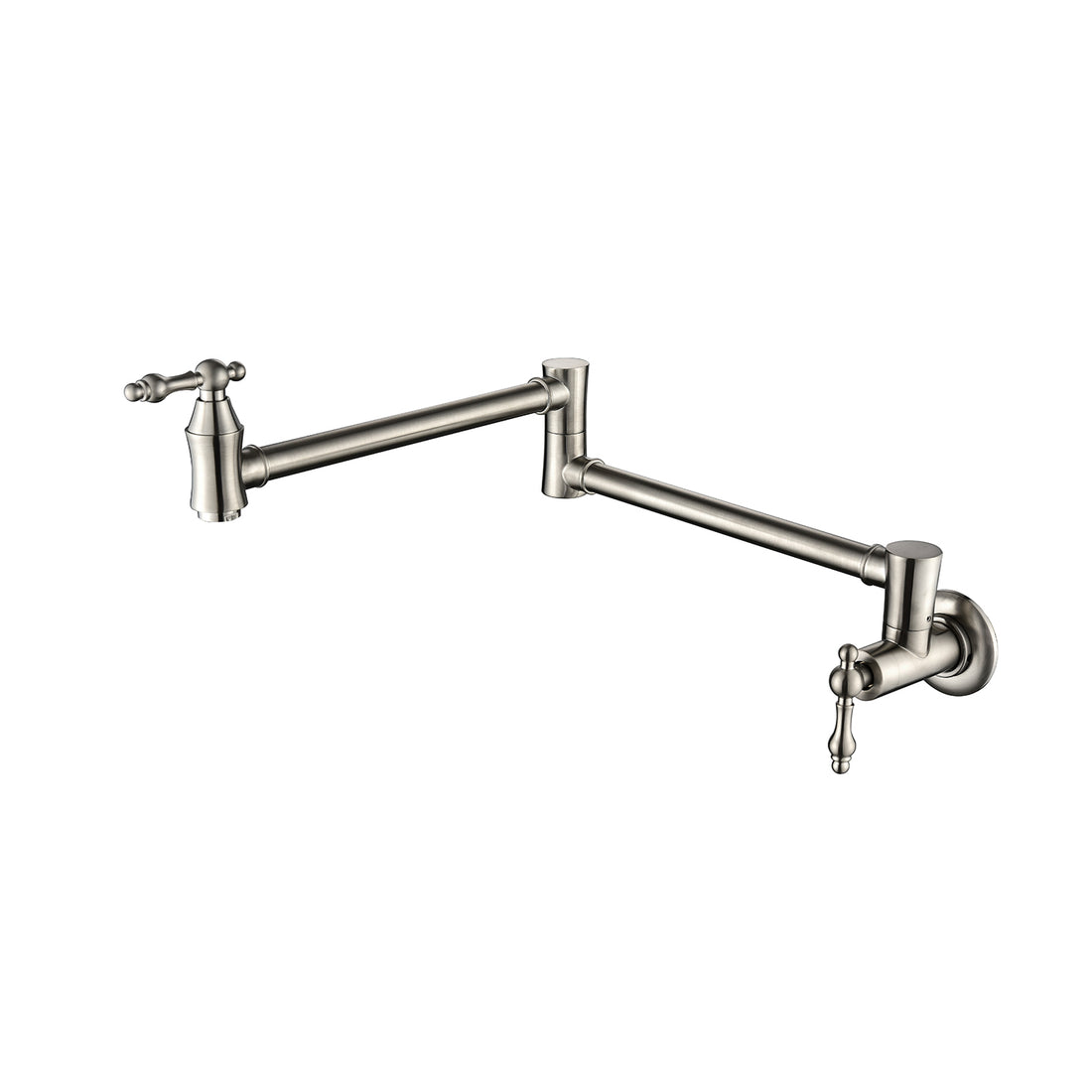 Wall Mount Folding Kitchen Pot Filler Faucet Brushed Nickel Brass