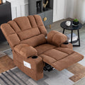 Massage Recliner Chair Sofa With Heating Vibration Brown Chenille Manual Handle Metal Primary Living Space Soft Cushion Back American Design,American Traditional,Classic,Minimalist,Modern Pillow Top Arms Foam Wood Metal