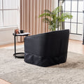 Swivel Barrel Chair With Ottoman, Swivel Accent Chairs Armchair For Living Room, Reading Chairs For Bedroom Comfy, Round Barrel Chairs With Black Metal Base Black Black Primary Living Space Modern Linen