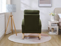 Modern Accent Rocking Chair Rocking Chair With Solid Wood Legs, Upholstered Nursery Glider Rocker, Comfy Armchair With Side Pocket, Living Room Lounge Arm Chair With High Backrest Dark Green,Teddy Dark Green White Primary Living Space Casual Foam Teddy