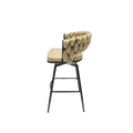 Technical Leather Woven Bar Stool Set Of 2,Black Legs Barstools No Adjustable Kitchen Island Chairs,360 Swivel Bar Stools Upholstered Counter Stool Arm Chairs With Back Footrest, Light Brown Light Brown Technical Leather