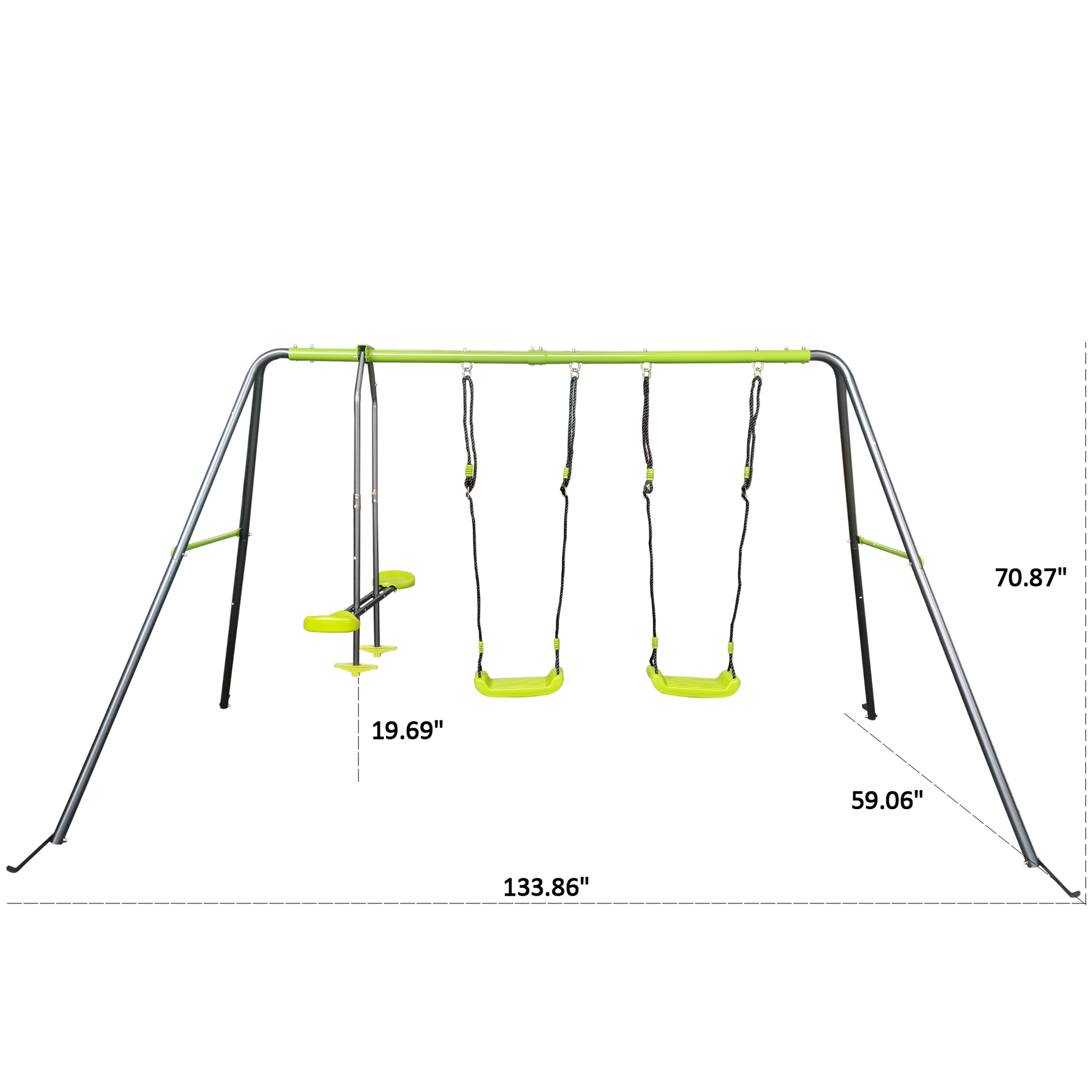 Xns081 Lime Green Interesting Swingset With Plastic Safe Swing Set 440Lbs For Outdoor Playground For Age 3 With Face To Face Without Tee Lime Green Steel