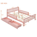 Full Size Wood Platform Bed With Guardrails On Both Sides And Two Storage Drawers ,Pink Full Pink Wood