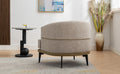 Modern Two Tone Barrel Fabric Chair, Upholstered Round Armchair For Living Room Bedroom Reading Room, Mustard Green Mustard Linen