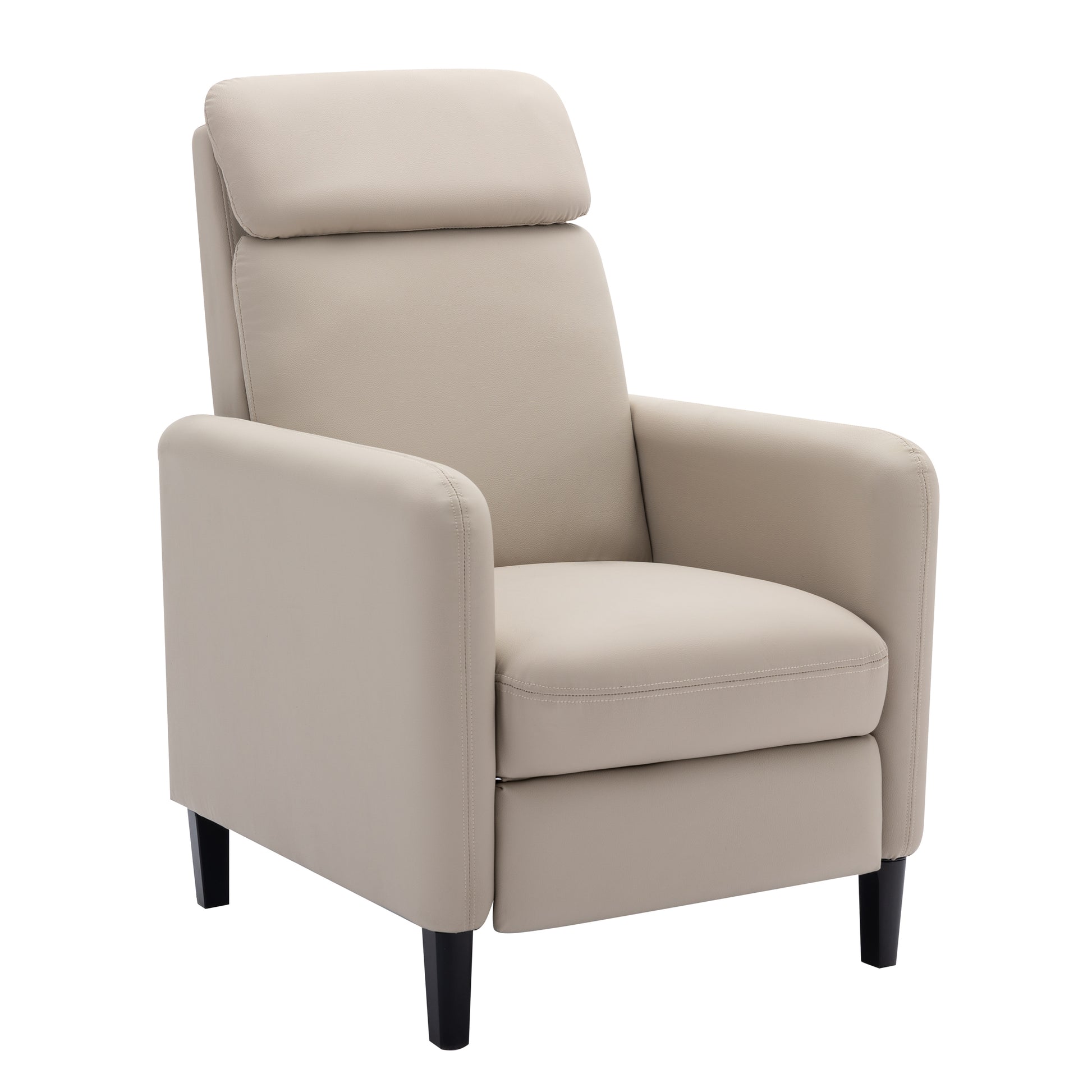 Modern Artistic Color Design Adjustable Recliner Chair Pu Leather For Living Room Bedroom Home Theater, Beige Beige Pu Leather