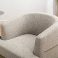 Modern Two Tone Barrel Fabric Chair, Upholstered Round Armchair For Living Room Bedroom Reading Room, Mustard Green Mustard Linen