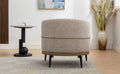Modern Two Tone Barrel Fabric Chair, Upholstered Round Armchair For Living Room Bedroom Reading Room, Mustard Green Mustard Linen