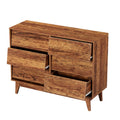 6 Drawer Double Dresser Features Vintage Style And Bevel Design Brown Mdf