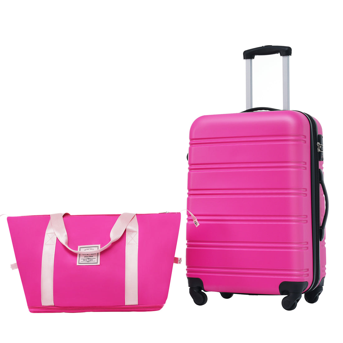 Hardshell Luggage Sets 24Inches Bag Spinner Suitcase With Tsa Lock Lightweight Pink Abs