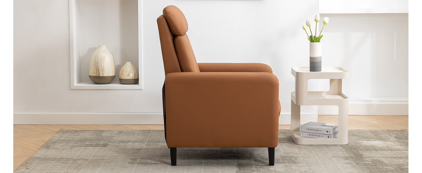 Modern Artistic Color Design Adjustable Recliner Chair Pu Leather For Living Room Bedroom Home Theater, Burnt Orange Burnt Orange Pu Leather