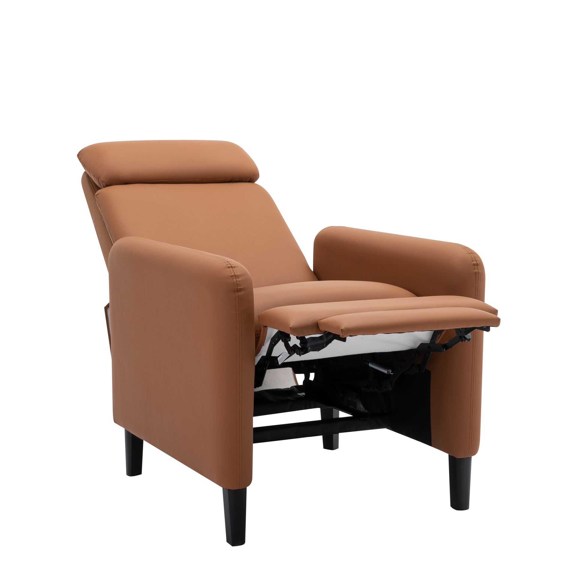 Modern Artistic Color Design Adjustable Recliner Chair Pu Leather For Living Room Bedroom Home Theater, Burnt Orange Burnt Orange Pu Leather
