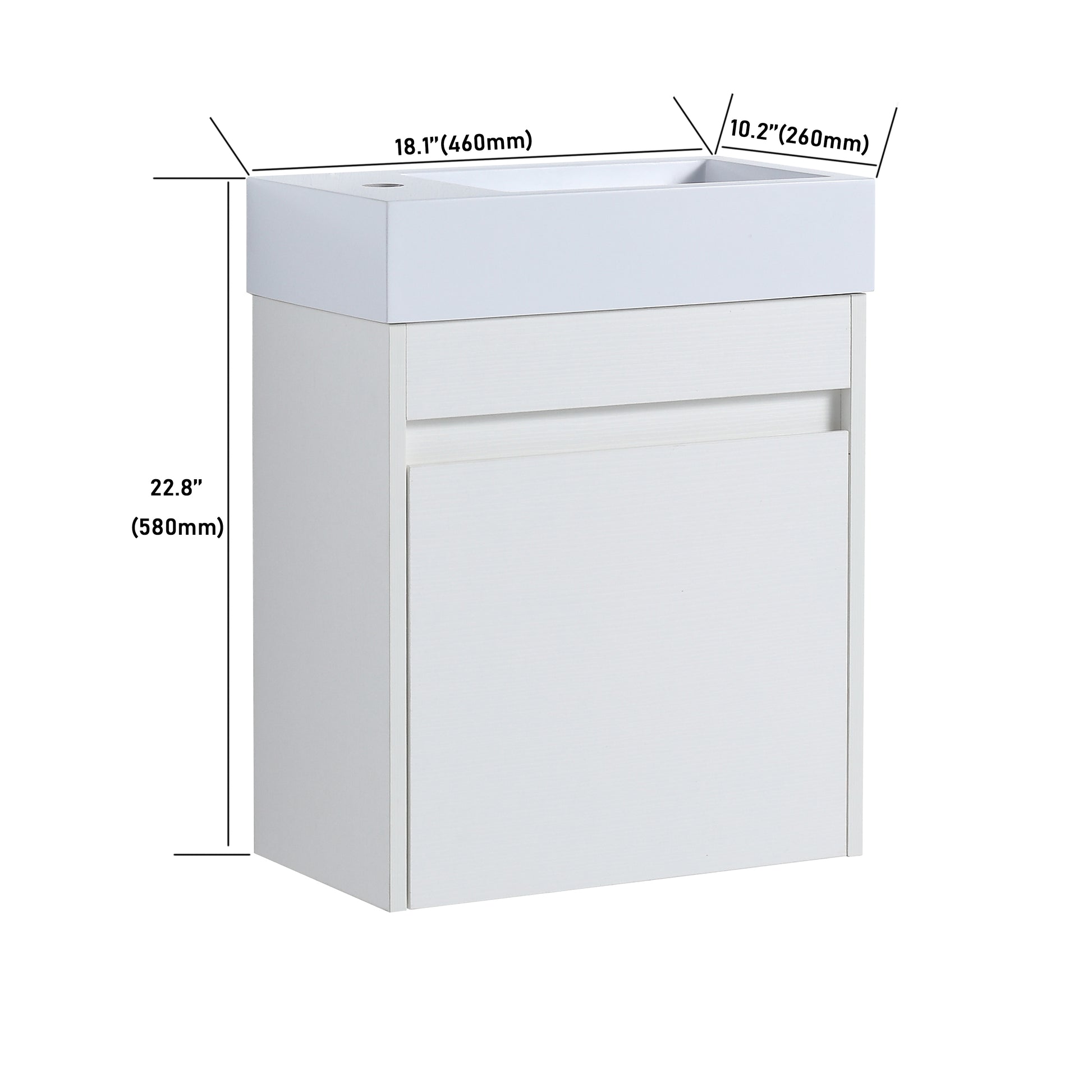 18'' Floating Wall Mounted Bathroom Vanity With White Resin Sink & Soft Close Cabinet Door White Straight Grain 1 Soft Close Doors Bathroom Wall Mounted Modern Plywood Plywood