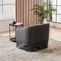 Swivel Barrel Chair With Ottoman, Swivel Accent Chairs Armchair For Living Room, Reading Chairs For Bedroom Comfy, Round Barrel Chairs With Black Metal Base Dark Grey Dark Gray Primary Living Space Modern Linen