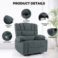 Massage Recliner Chair Sofa With Heating Vibration Grey Chenille Manual Handle Metal Primary Living Space Soft Cushion Back American Design,American Traditional,Classic,Minimalist,Modern Pillow Top