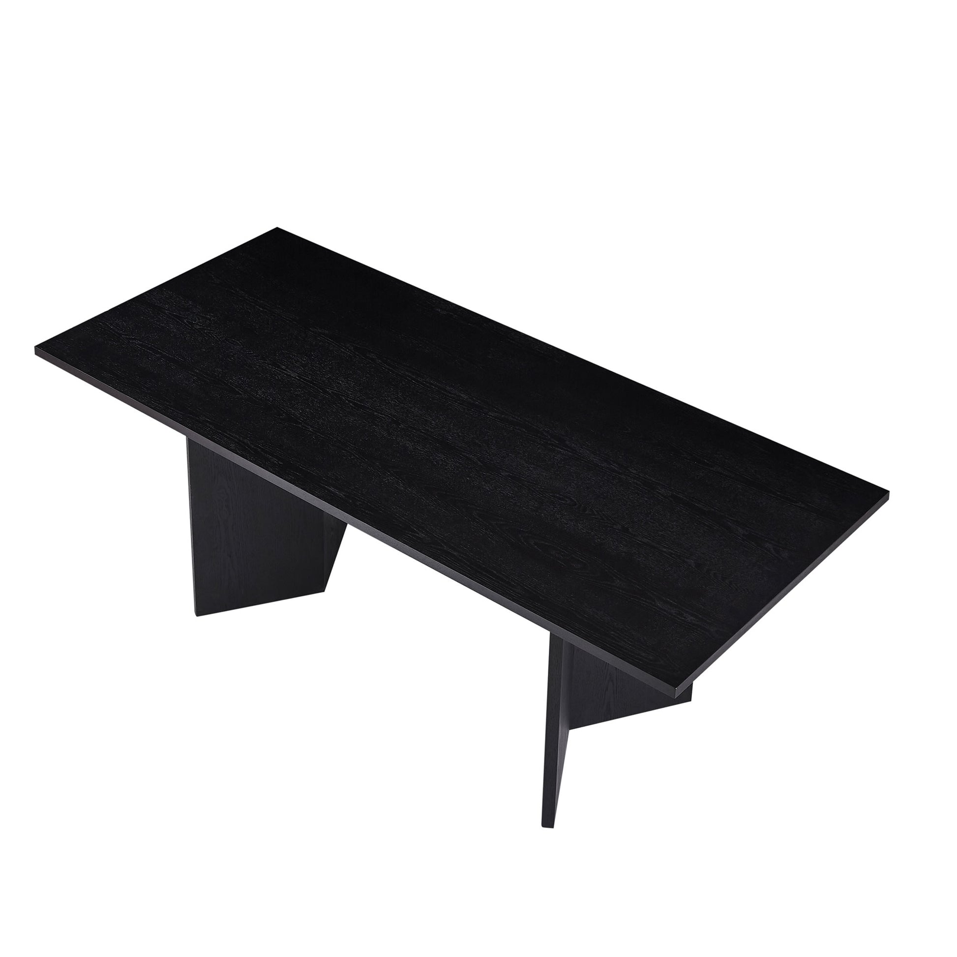 78.74 Inch Wood Dining Table Kitchen Table Small Space Dining Table For Farmhouse Center Table, Home Furniture Kitchen Table, Modern Dining Room Table Black Matt Black Mdf