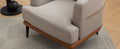 Modern Two Tone Barrel Fabric Chair, Upholstered Round Armchair For Living Room Bedroom Reading Room, Burnt Orange Burnt Orange Linen