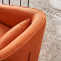 Swivel Barrel Chair With Ottoman, Swivel Accent Chairs Armchair For Living Room, Reading Chairs For Bedroom Comfy, Round Barrel Chairs With Black Metal Base Orange Orange Primary Living Space Modern Linen