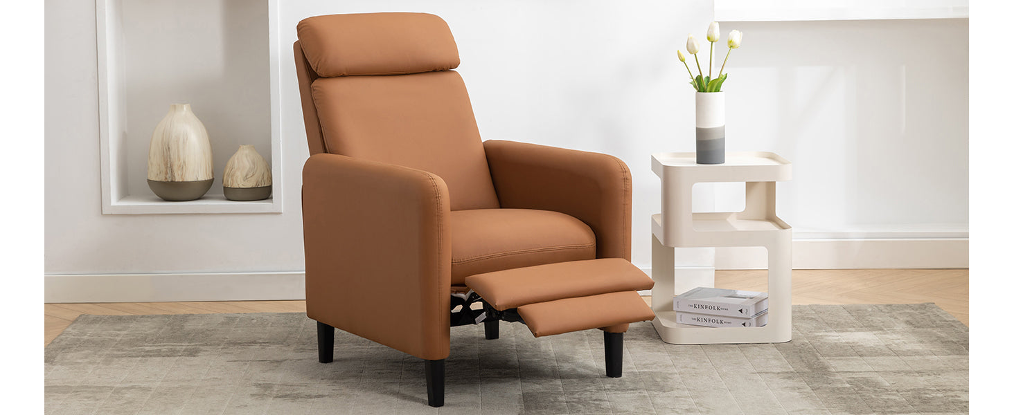 Modern Artistic Color Design Adjustable Recliner Chair Pu Leather For Living Room Bedroom Home Theater, Burnt Orange Burnt Orange Pu Leather