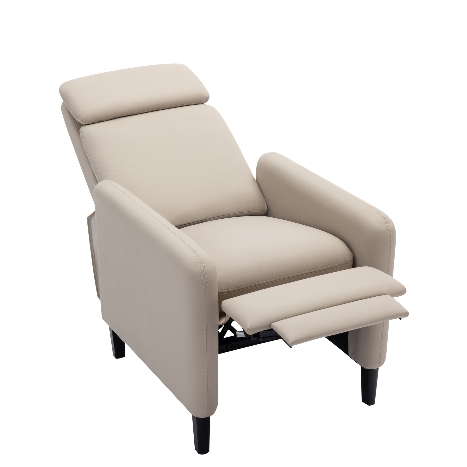 Modern Artistic Color Design Adjustable Recliner Chair Pu Leather For Living Room Bedroom Home Theater, Beige Beige Pu Leather