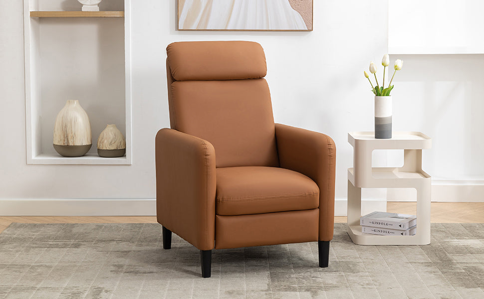 Modern Artistic Color Design Adjustable Recliner Chair Pu Leather For Living Room Bedroom Home Theater, Burnt Orange Burnt Orange Pu Leather