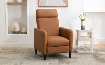 Modern Artistic Color Design Adjustable Recliner Chair Pu Leather For Living Room Bedroom Home Theater, Burnt Orange Burnt Orange Pu Leather