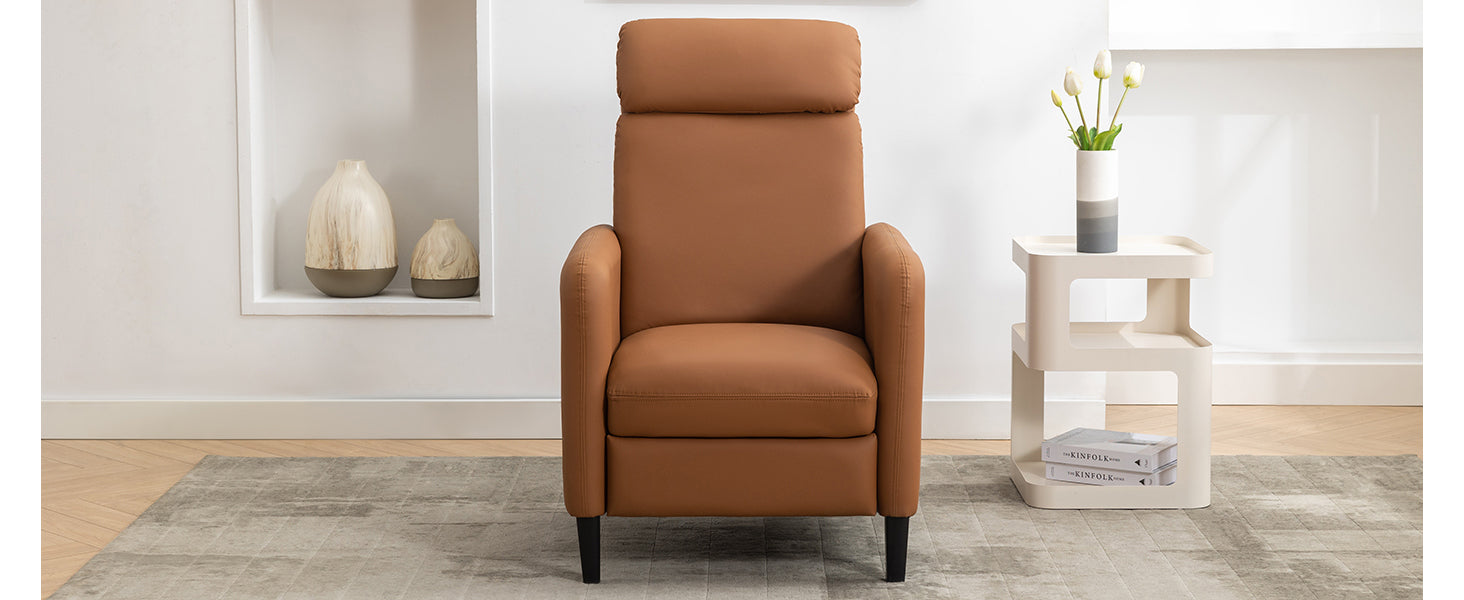 Modern Artistic Color Design Adjustable Recliner Chair Pu Leather For Living Room Bedroom Home Theater, Burnt Orange Burnt Orange Pu Leather