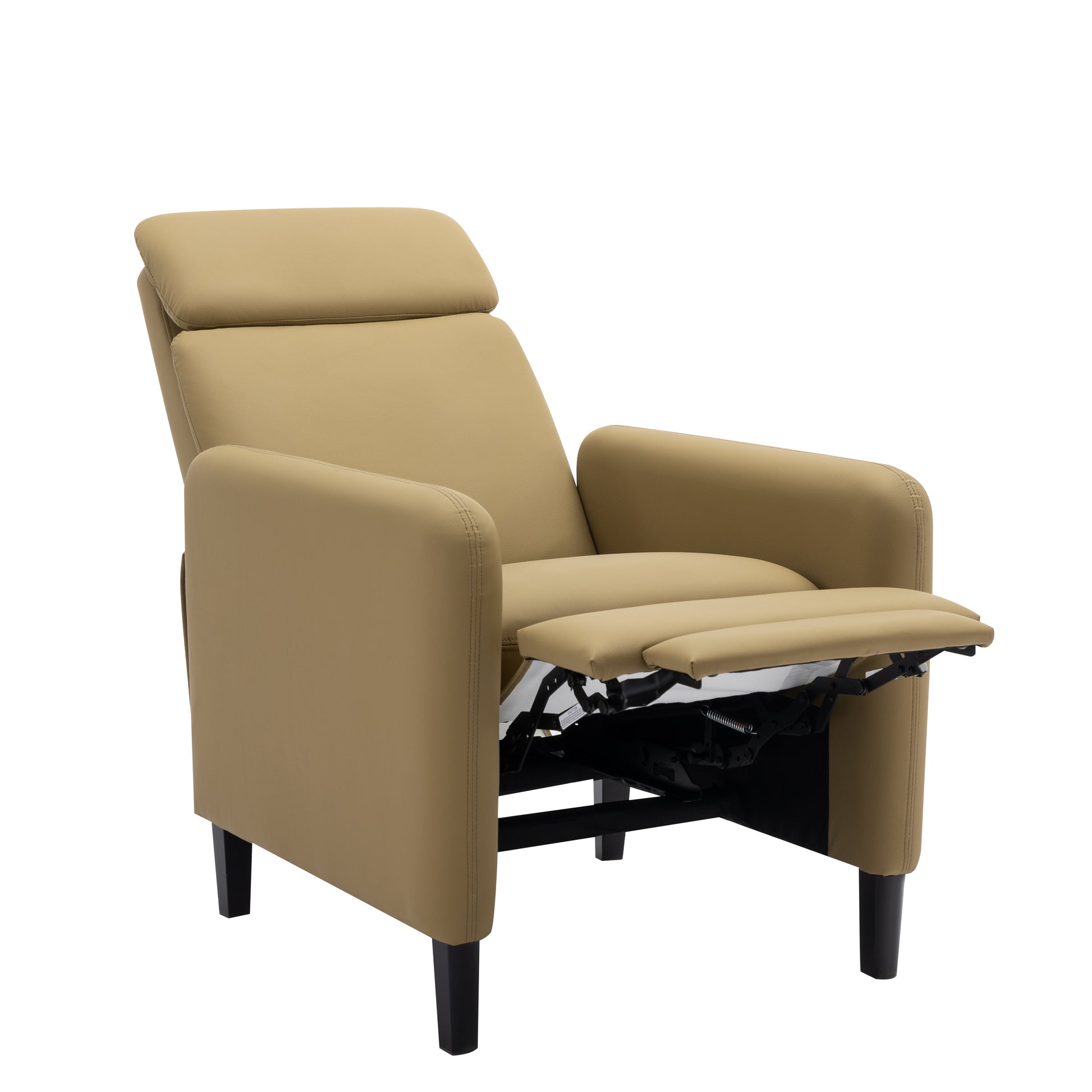 Modern Artistic Color Design Adjustable Recliner Chair Pu Leather For Living Room Bedroom Home Theater, Mustard Green Mustard Pu Leather