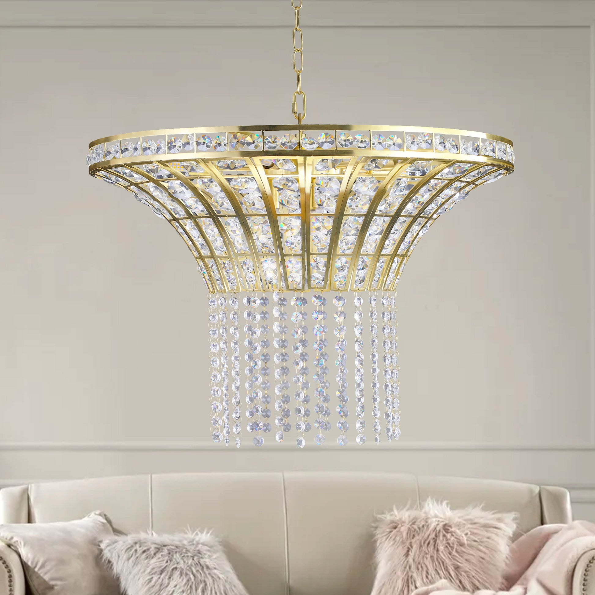 Same As W1340120181 L5021 8 Light 23.6" Wide Crystal Waterfall Chandelier Bulb Not Included Transparent Modern Crystal