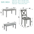 6 Piece Kitchen Dining Set, Rectangular Wooden Dining Table With 4 Upholstered Chairs And A Bench, Dining Table Set For 6 People, Living Room, Home Bar And Kitchen, Gray Wood Gray Seats 6 Wood Dining Room Acacia 4 Leg Rectangular Dining Table With Chair