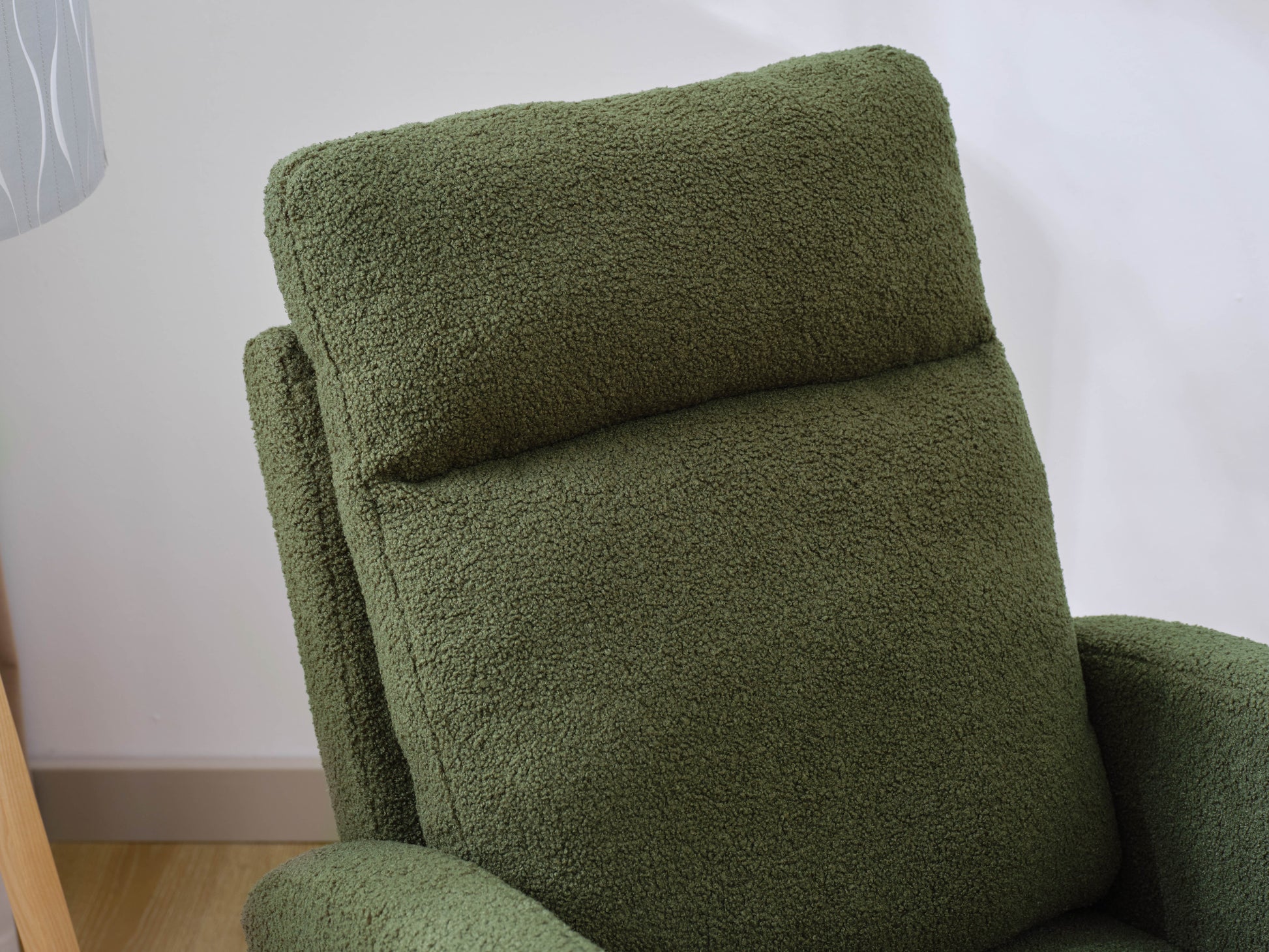 Modern Accent Rocking Chair Rocking Chair With Solid Wood Legs, Upholstered Nursery Glider Rocker, Comfy Armchair With Side Pocket, Living Room Lounge Arm Chair With High Backrest Dark Green,Teddy Dark Green White Primary Living Space Casual Foam Teddy