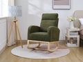 Modern Accent Rocking Chair Rocking Chair With Solid Wood Legs, Upholstered Nursery Glider Rocker, Comfy Armchair With Side Pocket, Living Room Lounge Arm Chair With High Backrest Dark Green,Teddy Dark Green White Primary Living Space Casual Foam Teddy