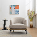 Modern Two Tone Barrel Fabric Chair, Upholstered Round Armchair For Living Room Bedroom Reading Room, Mustard Green Mustard Linen