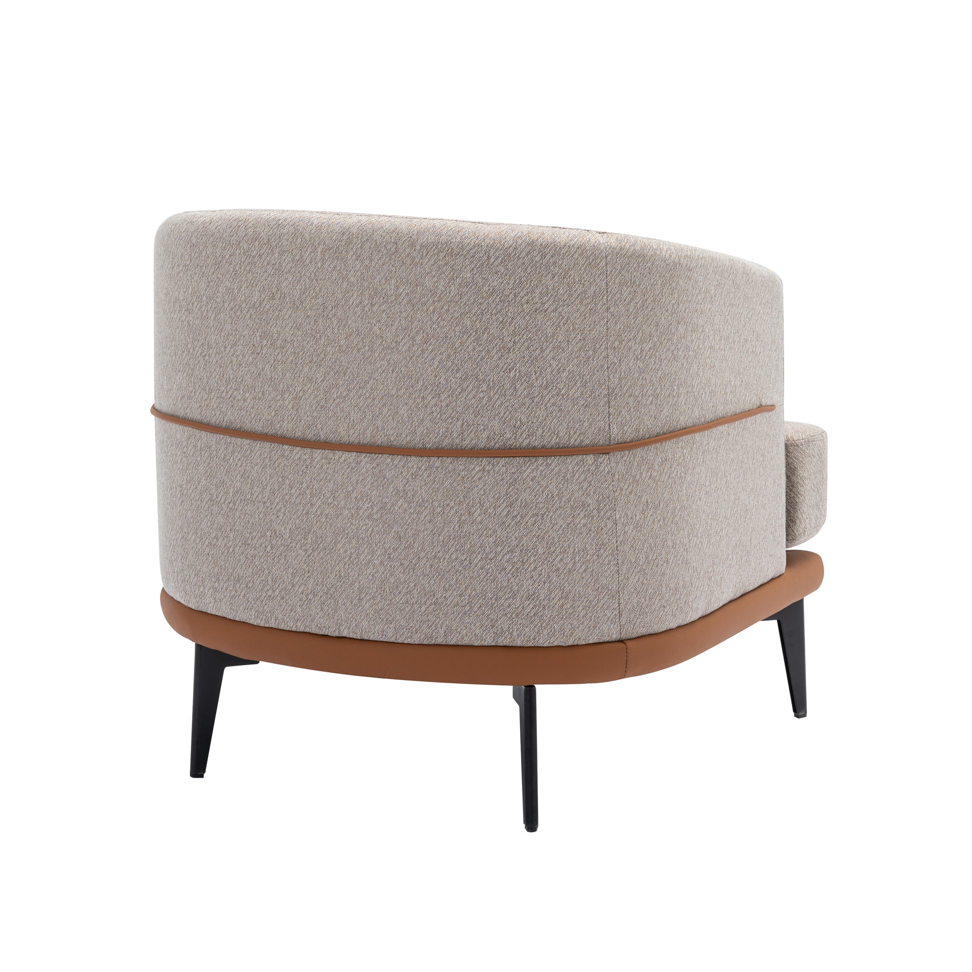Modern Two Tone Barrel Fabric Chair, Upholstered Round Armchair For Living Room Bedroom Reading Room, Burnt Orange Burnt Orange Linen