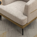 Modern Two Tone Barrel Fabric Chair, Upholstered Round Armchair For Living Room Bedroom Reading Room, Mustard Green Mustard Linen