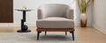Modern Two Tone Barrel Fabric Chair, Upholstered Round Armchair For Living Room Bedroom Reading Room, Burnt Orange Burnt Orange Linen