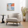 Modern Two Tone Barrel Fabric Chair, Upholstered Round Armchair For Living Room Bedroom Reading Room, Mustard Green Mustard Linen