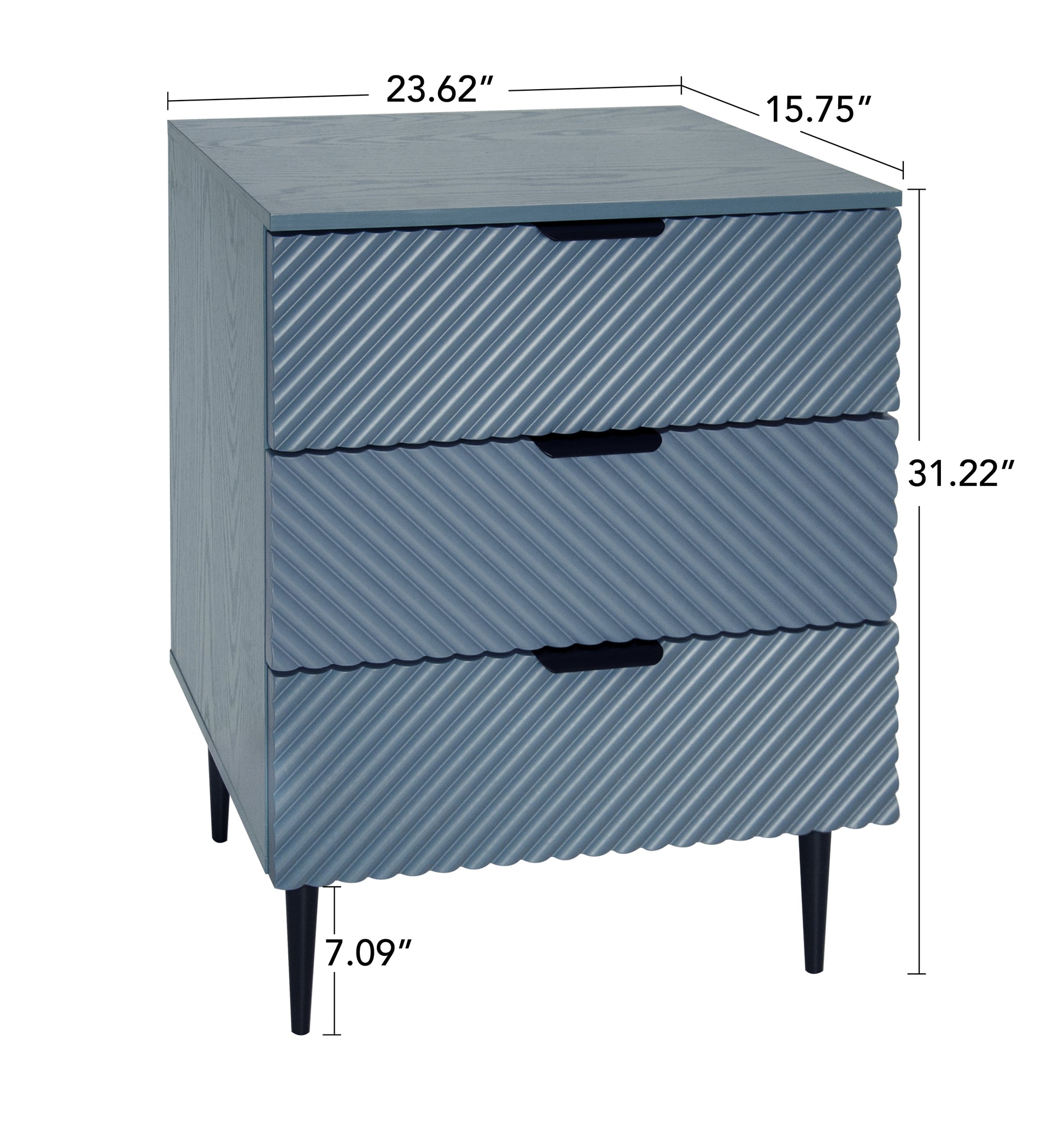 3 Drawer Cabinet, Accent Storage Cabinet, Suitable For Bedroom, Living Room, Study Blue Particle Board