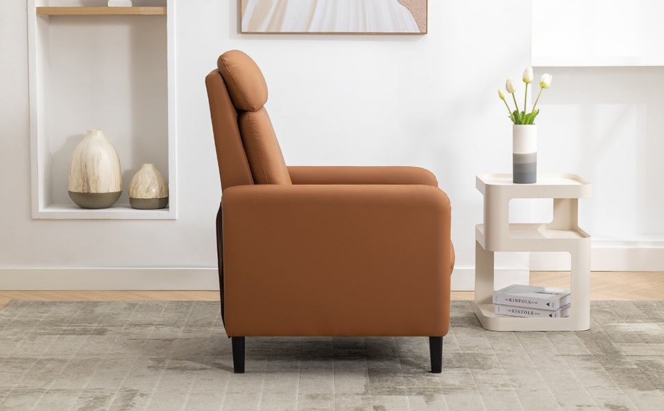 Modern Artistic Color Design Adjustable Recliner Chair Pu Leather For Living Room Bedroom Home Theater, Burnt Orange Burnt Orange Pu Leather