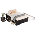 Versatile Full Bed With Trundle,Under Bed Storage Box And Nightstand .Espresso Full Espresso Pine